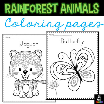 Free rain forest animals color pages tpt