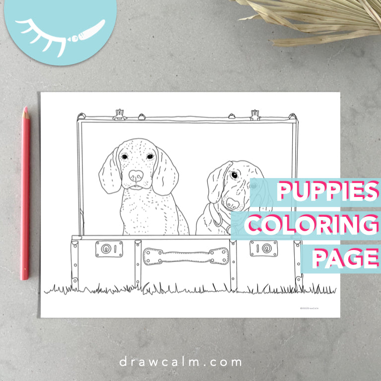 Printable realistic puppy coloring page â draw calm