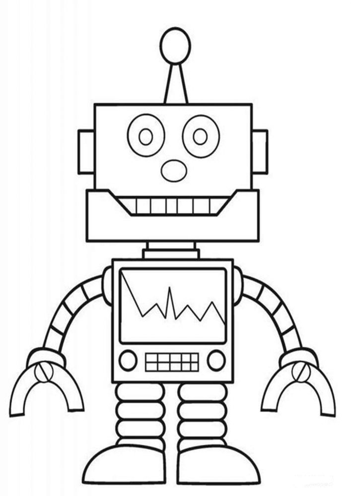 Free easy to print robot coloring pages