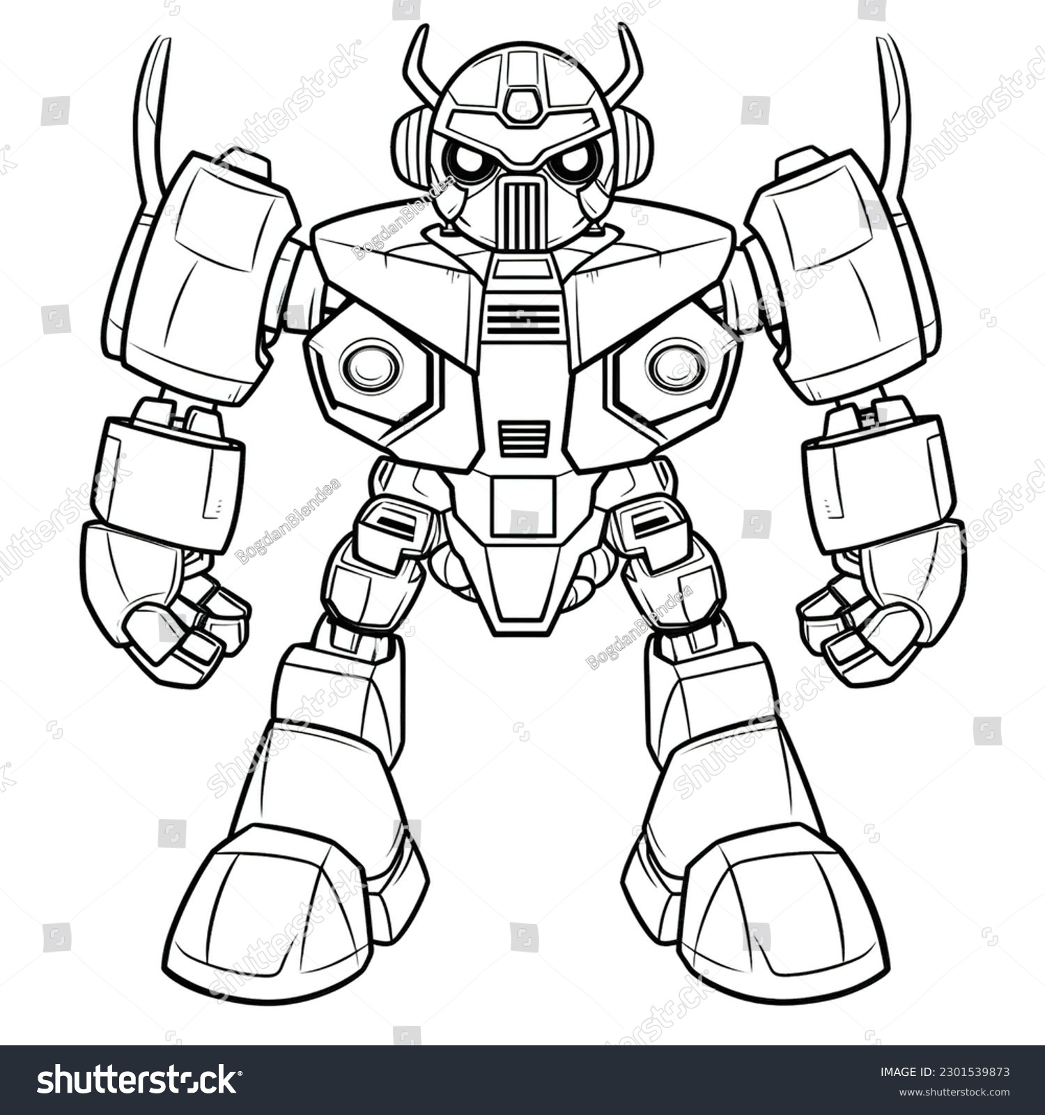 Robot coloring page kids very simple stock illustration