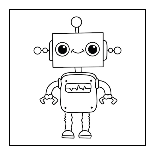 Premium vector cute printable robot coloring pages for kids