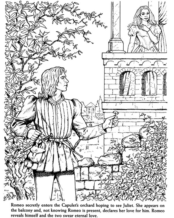 Wele to dover publications romeo and juliet coloring pages coloring book art