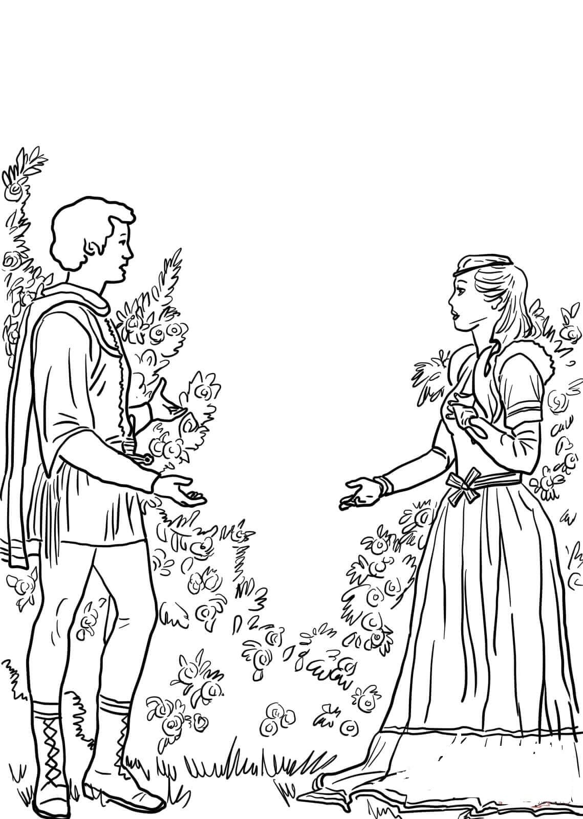 Drawing of romeo and juliet coloring page