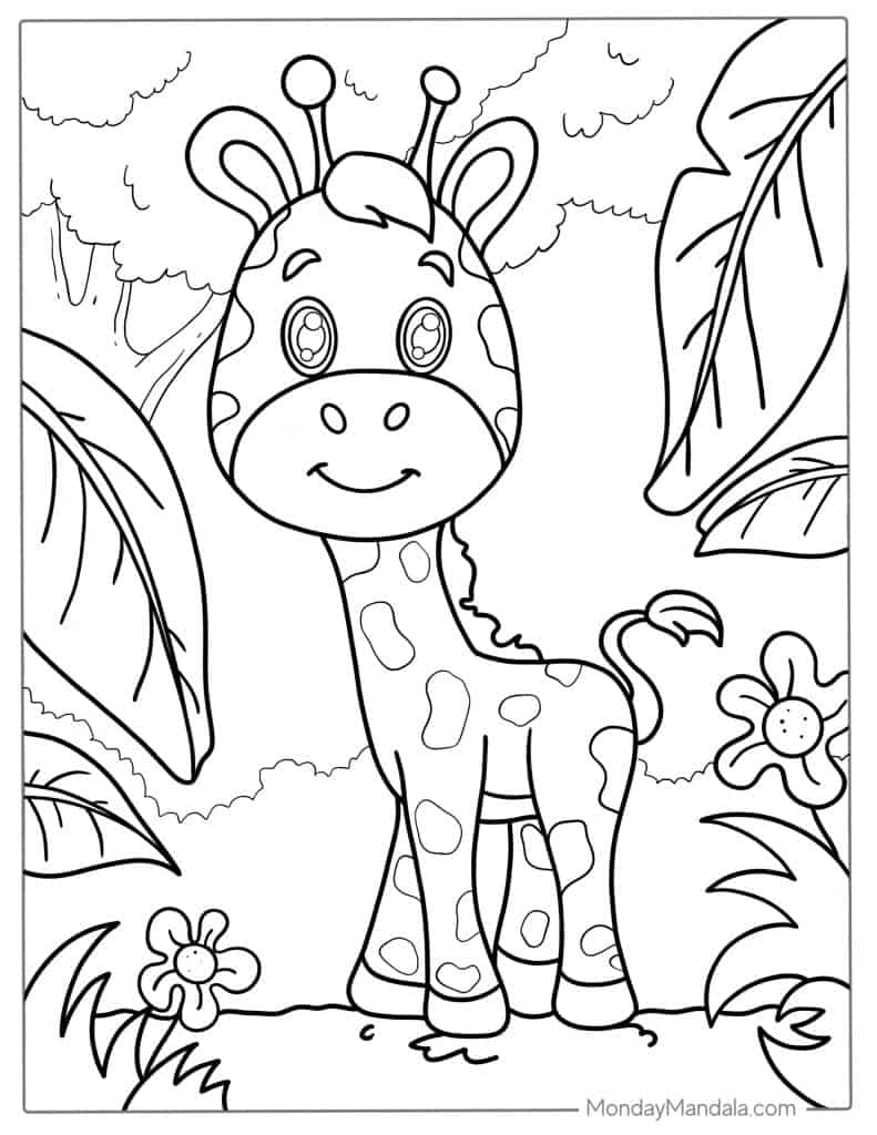 Giraffe coloring pages free pdf printables