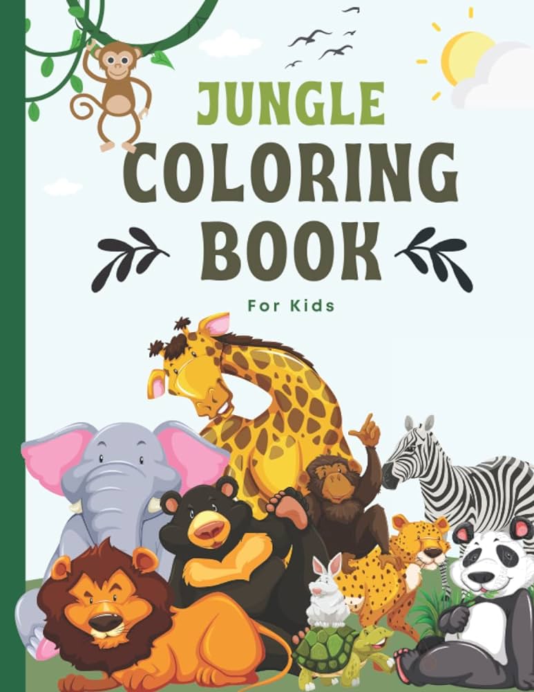 Jungle animals loring book for kids ages