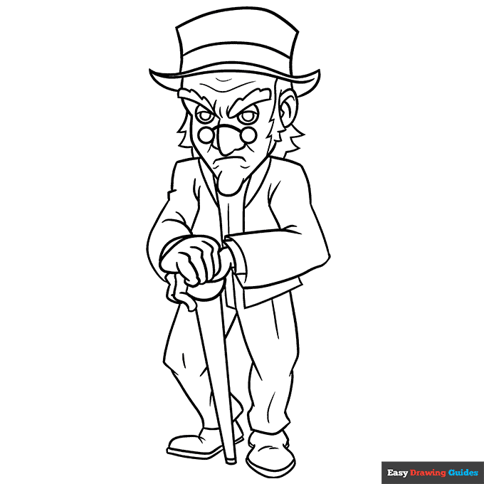 Ebenezer scrooge from a christmas carol coloring page easy drawing guides