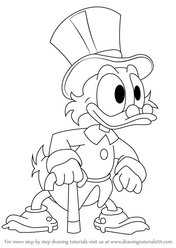 Learn how to draw scrooge mcduck from ducktales ducktales step by step drawing tutorials in easy disney drawings scrooge mcduck book artwork