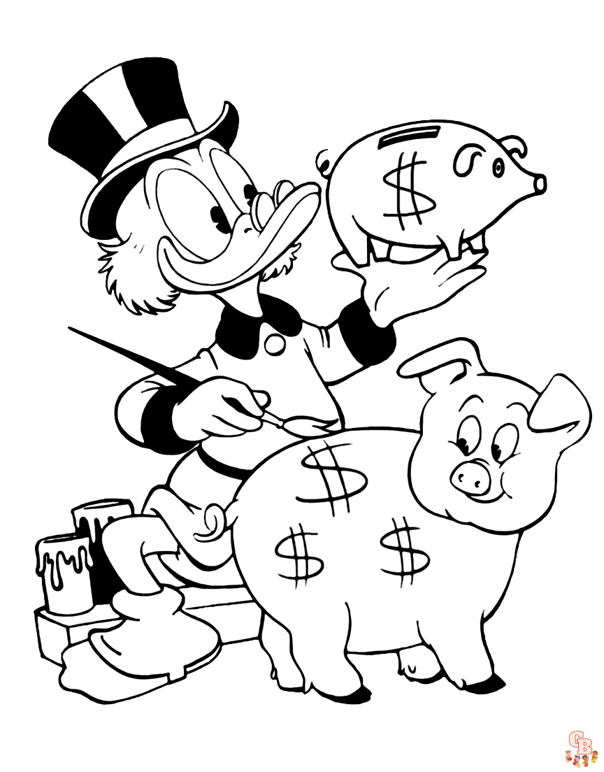 Enjoy fun coloring with cute scrooge mcduck coloring pages