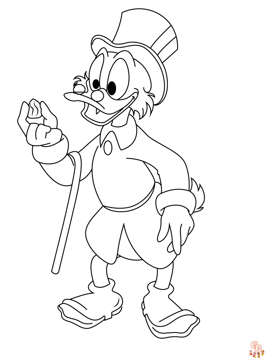 Enjoy fun coloring with cute scrooge mcduck coloring pages