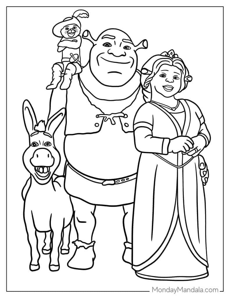 Shrek coloring pages free pdf printables