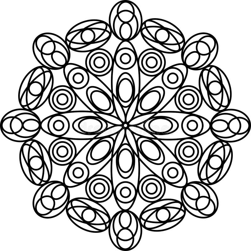 Simple geometric mandala coloring page for kids and adults vector illustration stock vector