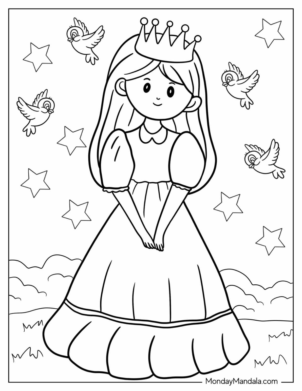 Princess coloring pages free pdf printables