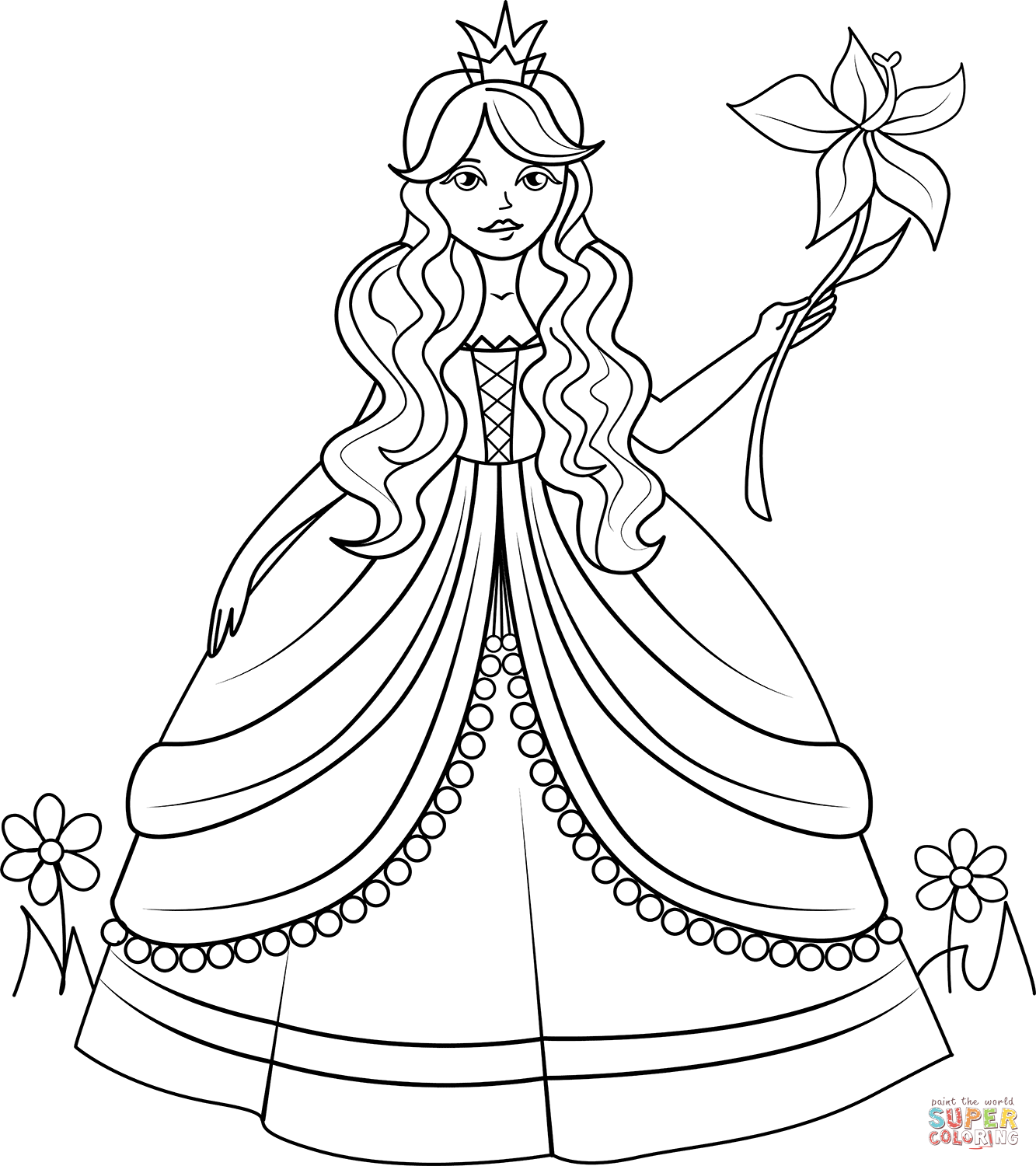 Beautiful princess coloring page free printable coloring pages