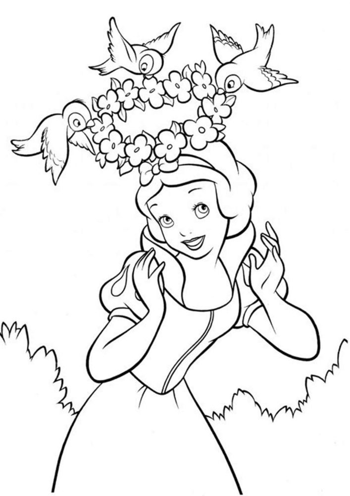Free easy to print snow white coloring pages