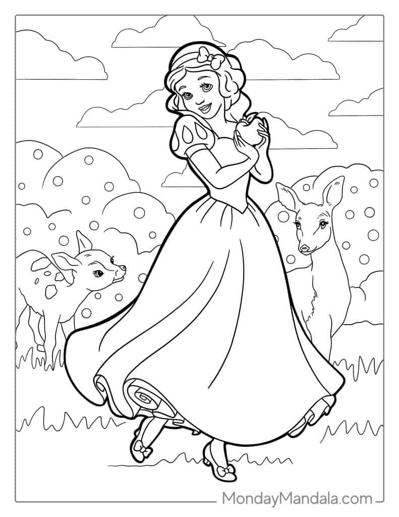 Snow white coloring pages free pdf printables