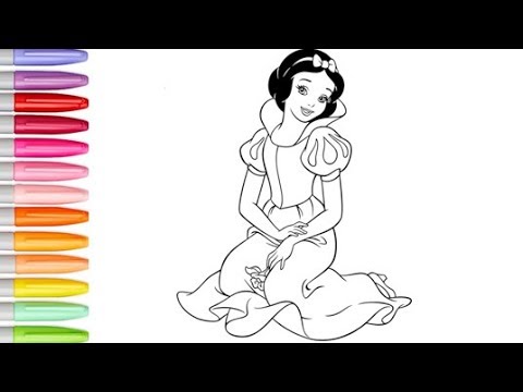 Coloring disney princess snow white coloring page with glitter