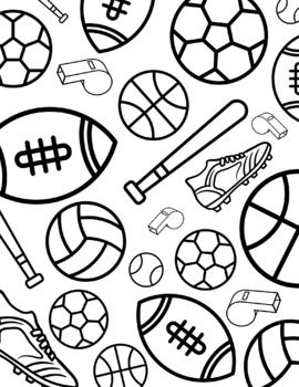 Sports collage coloring page collage coloring pages easel activities