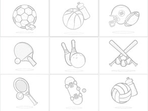 Set of sports coloring page