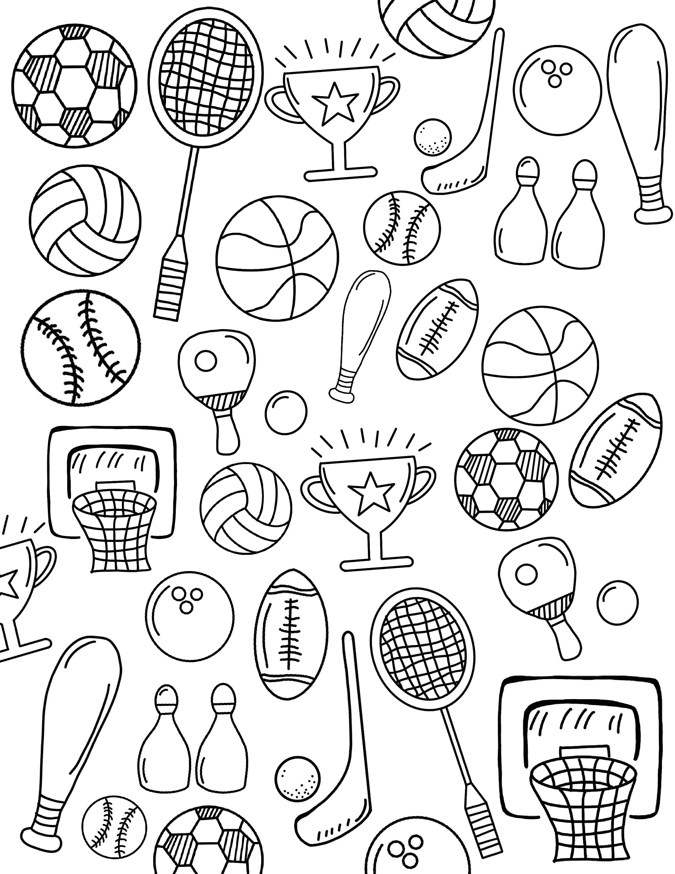 Kids sports coloring page instant download digital download