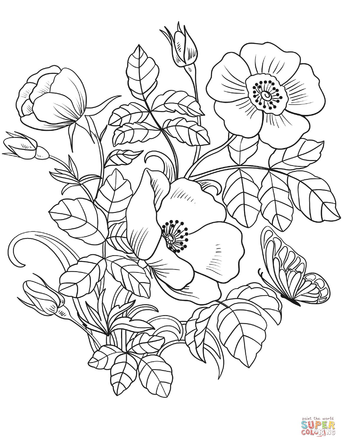 Spring flowers coloring page free printable coloring pages