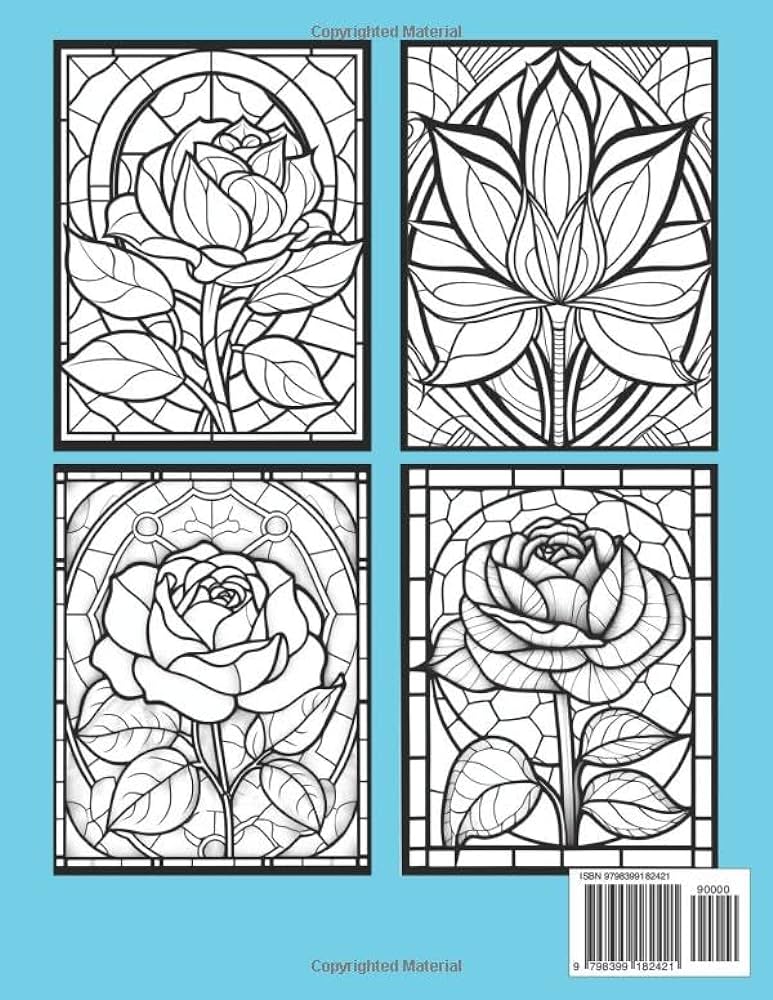 Stained glass flowers coloring book a relaxing and stress