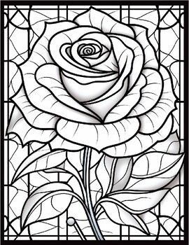 Stained glass flower coloring pages vol by art coloring book