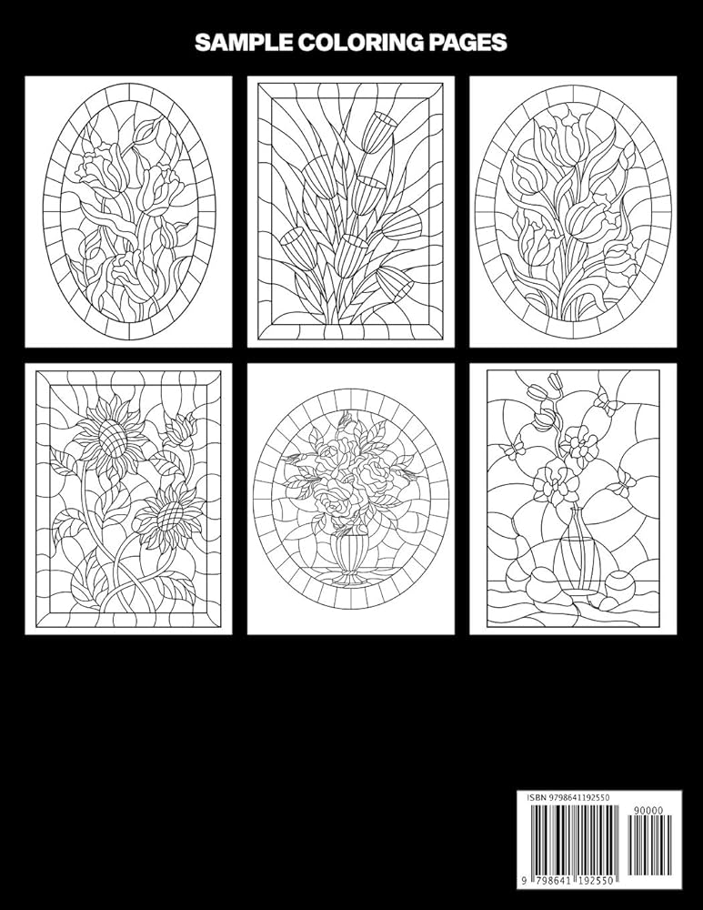 Stained glass flowers coloring book easy coloring book for seniors and adults professional large print illustrations for stress relief and relaxation stained glass flowers coloring pages publications new spring