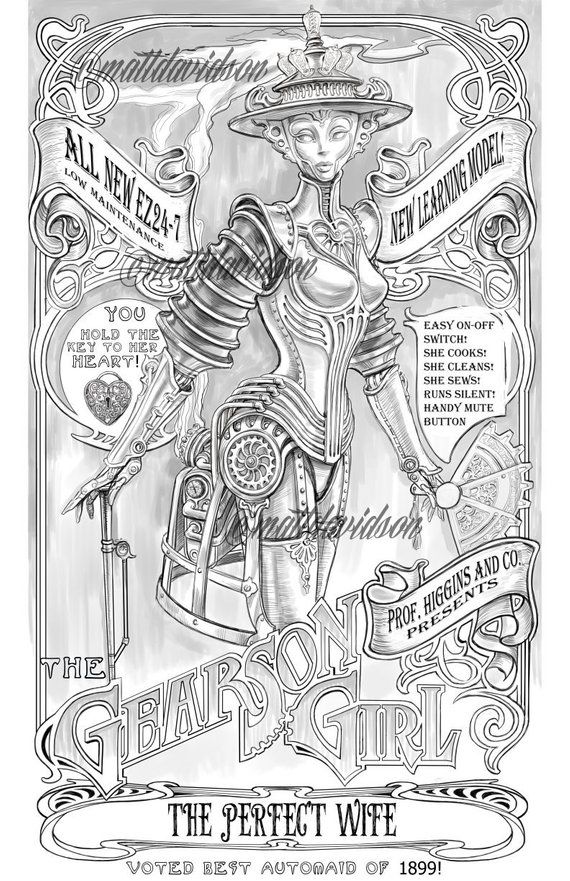 Gearson girl coloring pages adult coloring steampunk