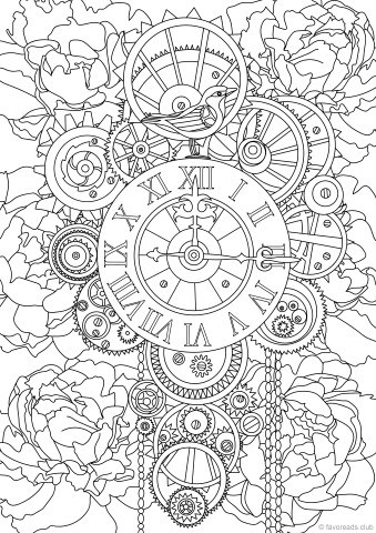 Steampunk clock â favoreads coloring club