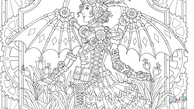 The colorful world of steampunk coloring book for adults with hardback covers spiral binding â