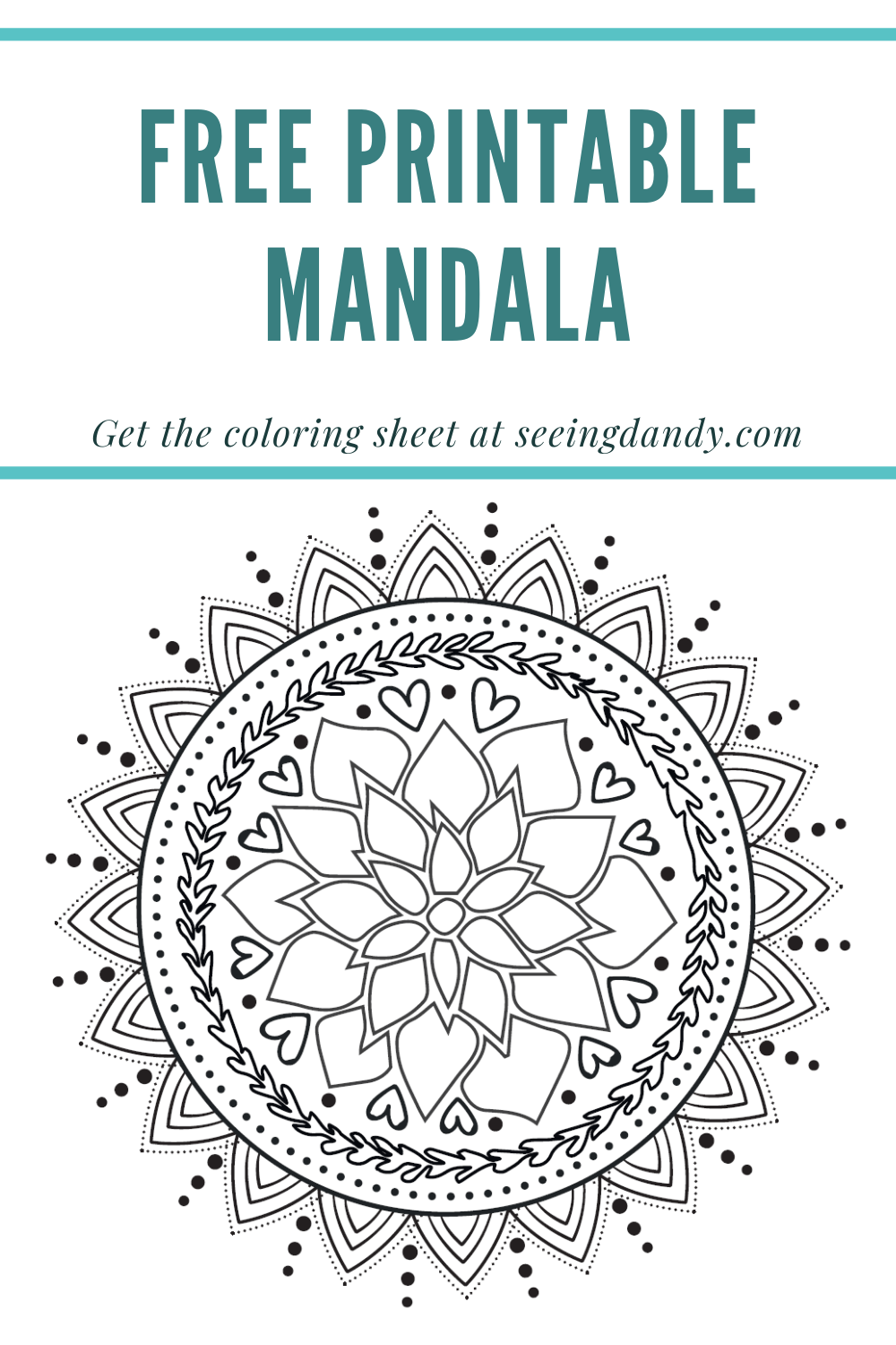 Mandala coloring sheet free printable for stress relief