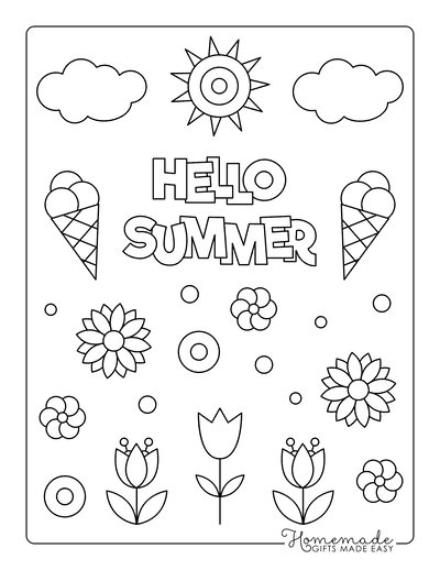 Free summer coloring pages for kids adults