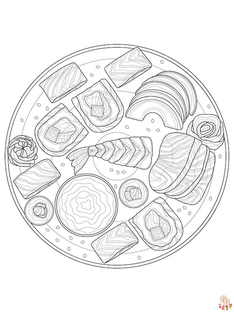 Sushi coloring pages with