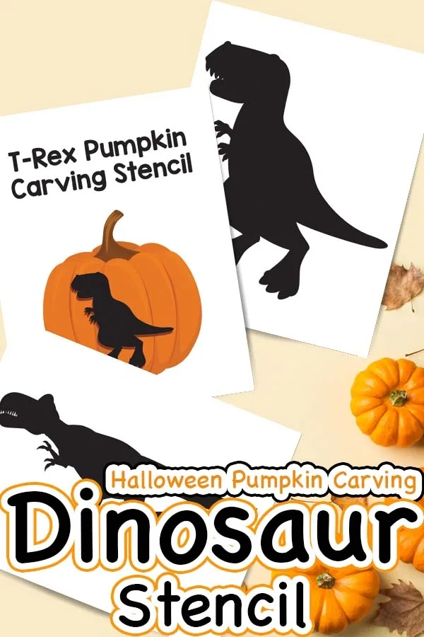 Printable dinosaur pumpkin carving stencil