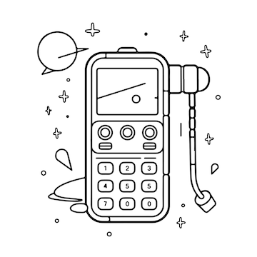 Premium vector sketch hand drawn single line art coloring page phone day