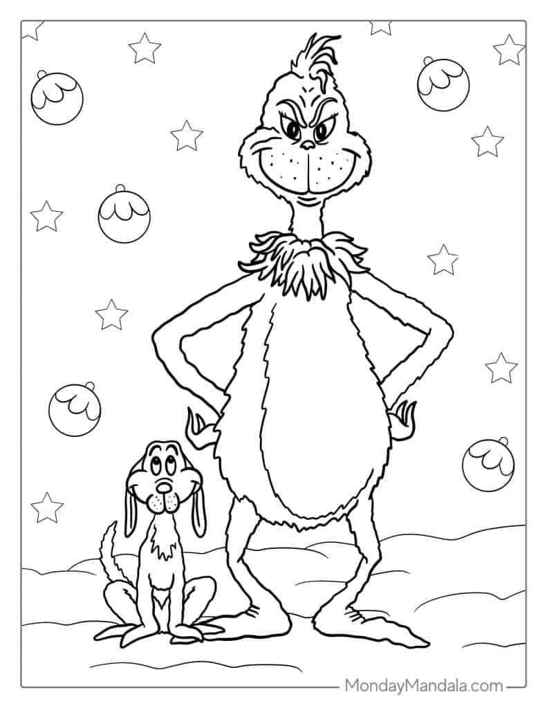 Grinch coloring pages free pdf printables