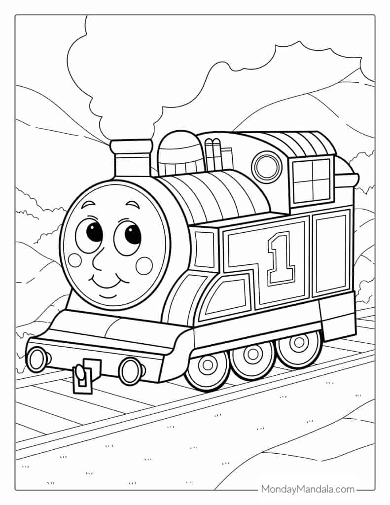 Train coloring pages free pdf printables