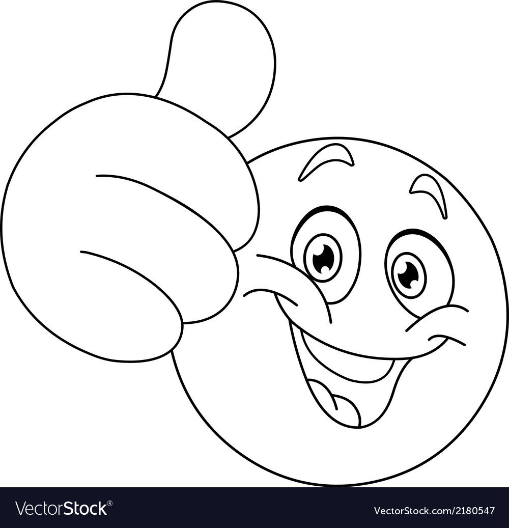 Outlined thumb up emoticon vector image on vectorstock emoji coloring pages coloring pages smiley