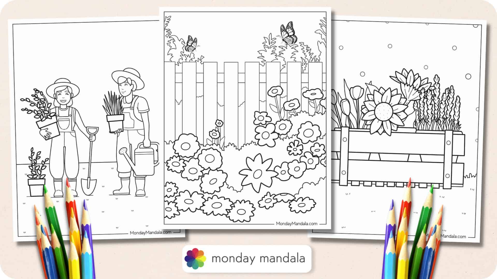 Garden coloring pages free pdf printables