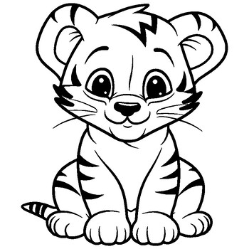 Cute tiger coloring book for girlsboysbig and simple baby tiger coloring pages