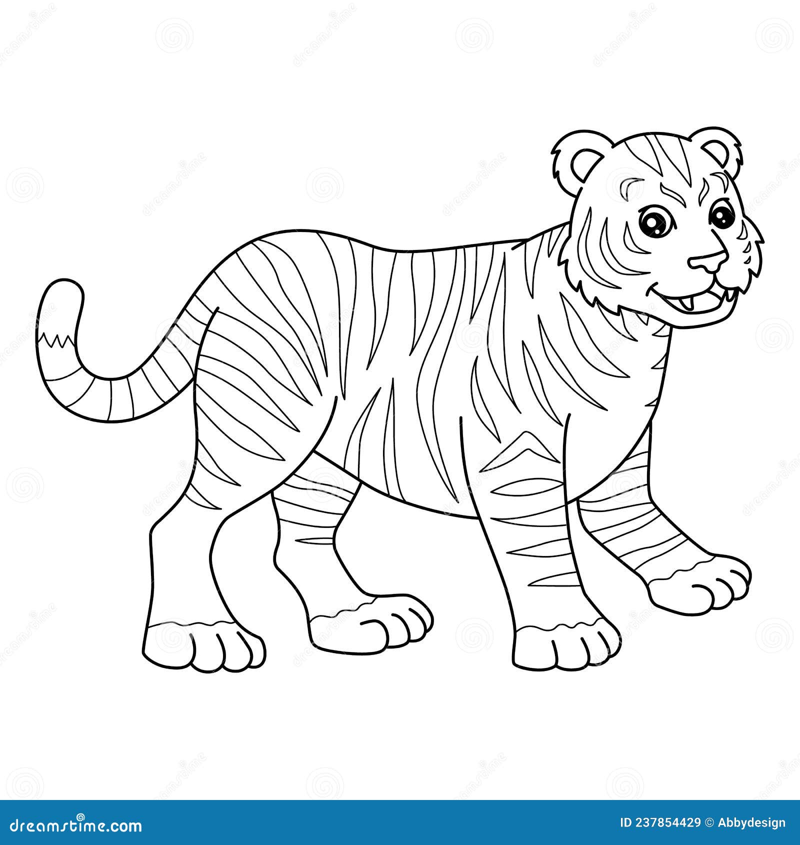 Tiger coloring page isolated for kids stock vector