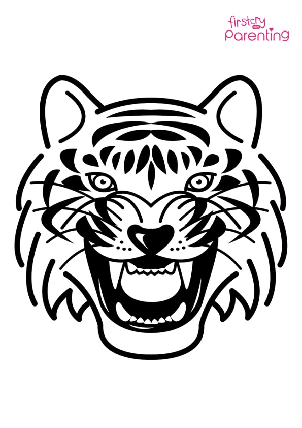 Tiger portrait coloring page for kids