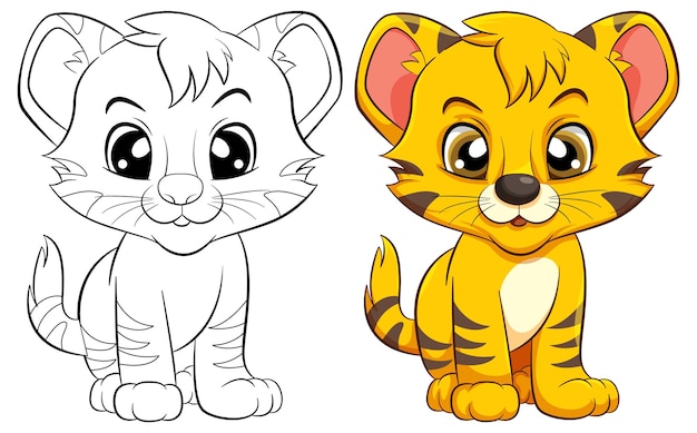 Simple tiger coloring page images