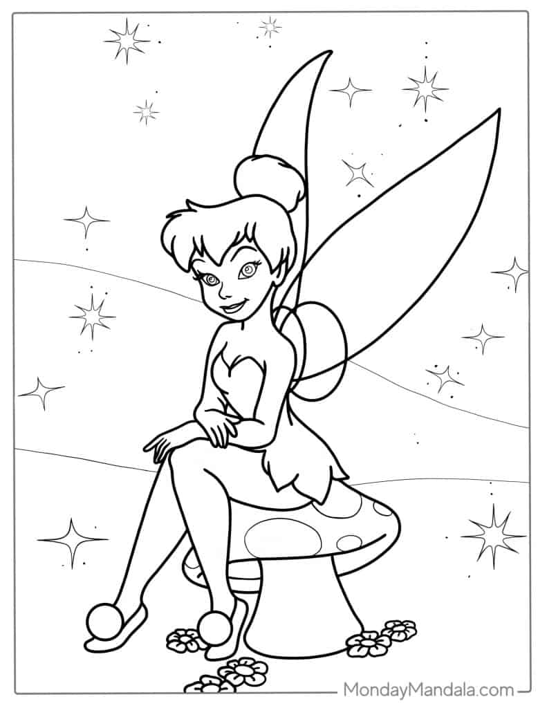 Tinker bell coloring pages free pdf printables