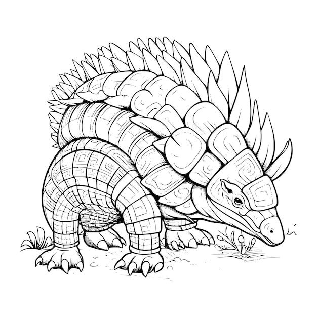 Premium vector armadillo coloring page for kids