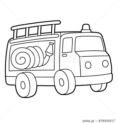 Fire truck coloring page isolated for kids