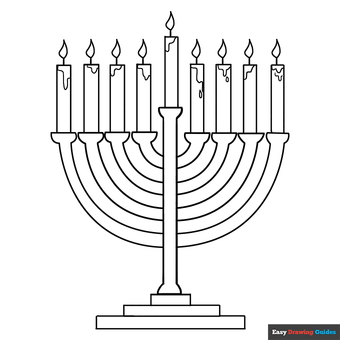 Menorah coloring page easy drawing guides