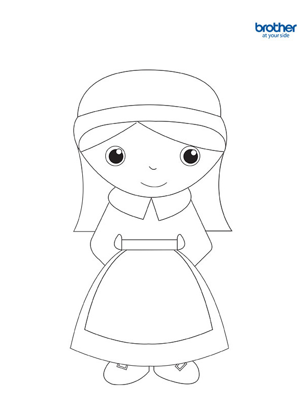 Free printable girl pilgrim coloring creative center