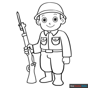 Soldier coloring page easy drawing guides
