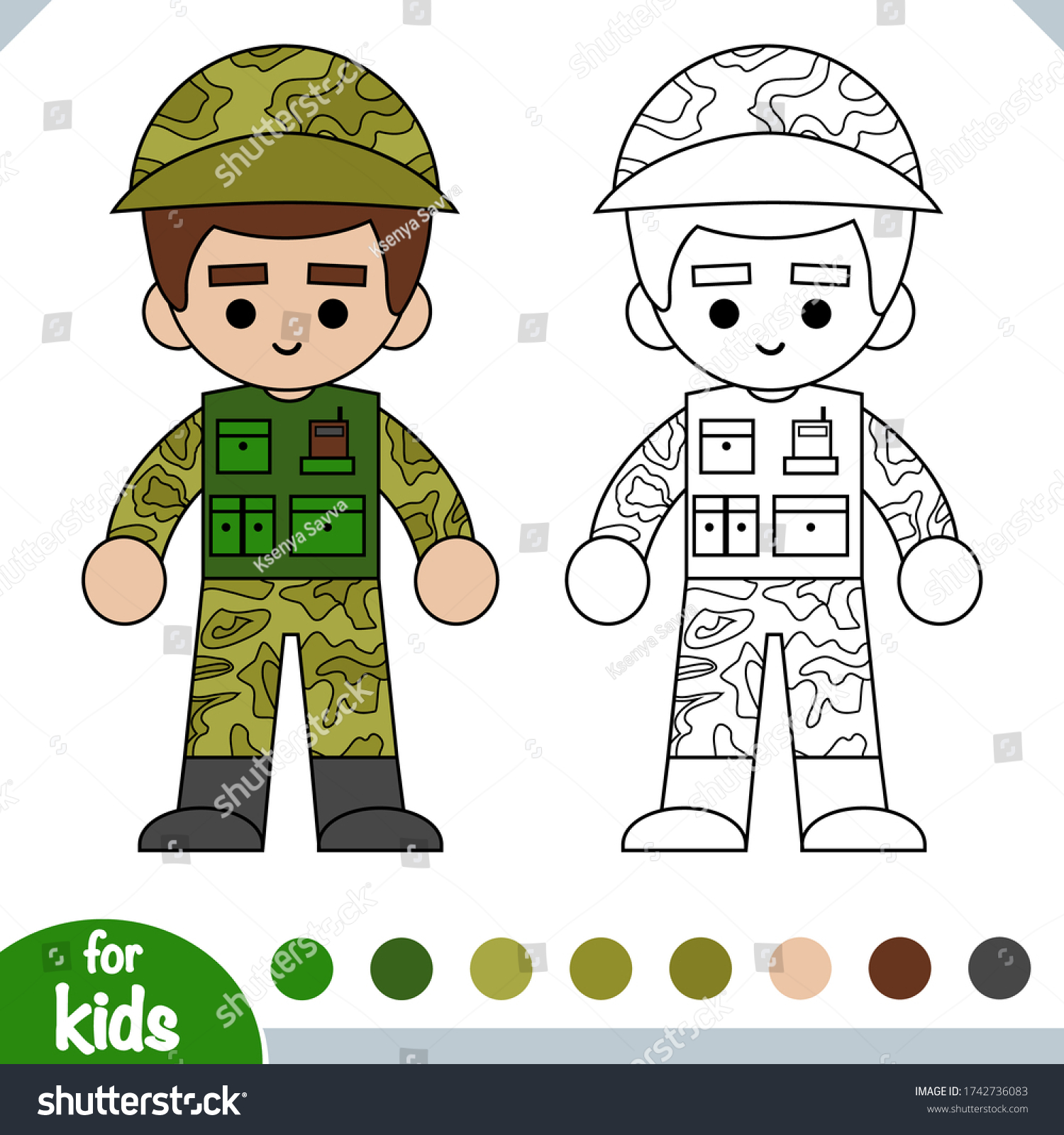 Coloring book children soldier stock vector royalty free